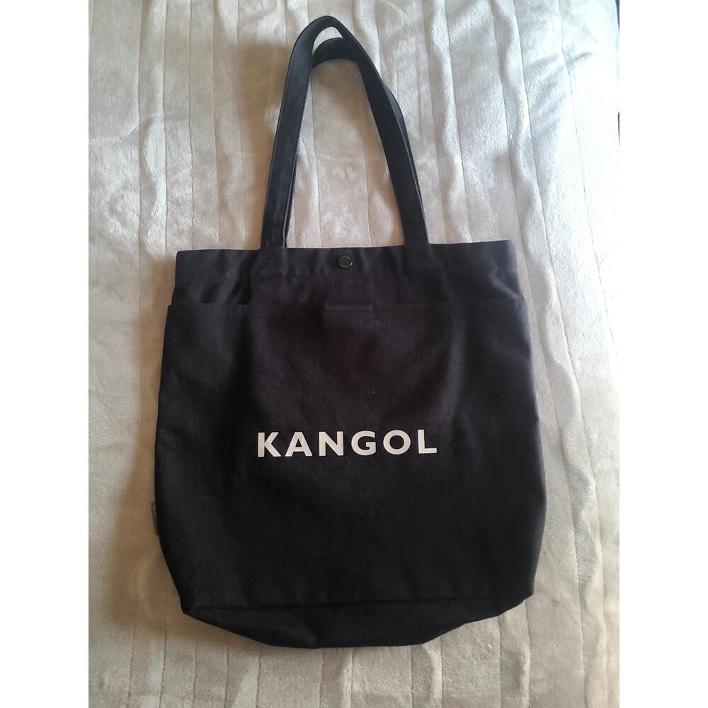 Kangol Black Canvas Tote Bag 13x14 Shoulder Shopper Casual Travel